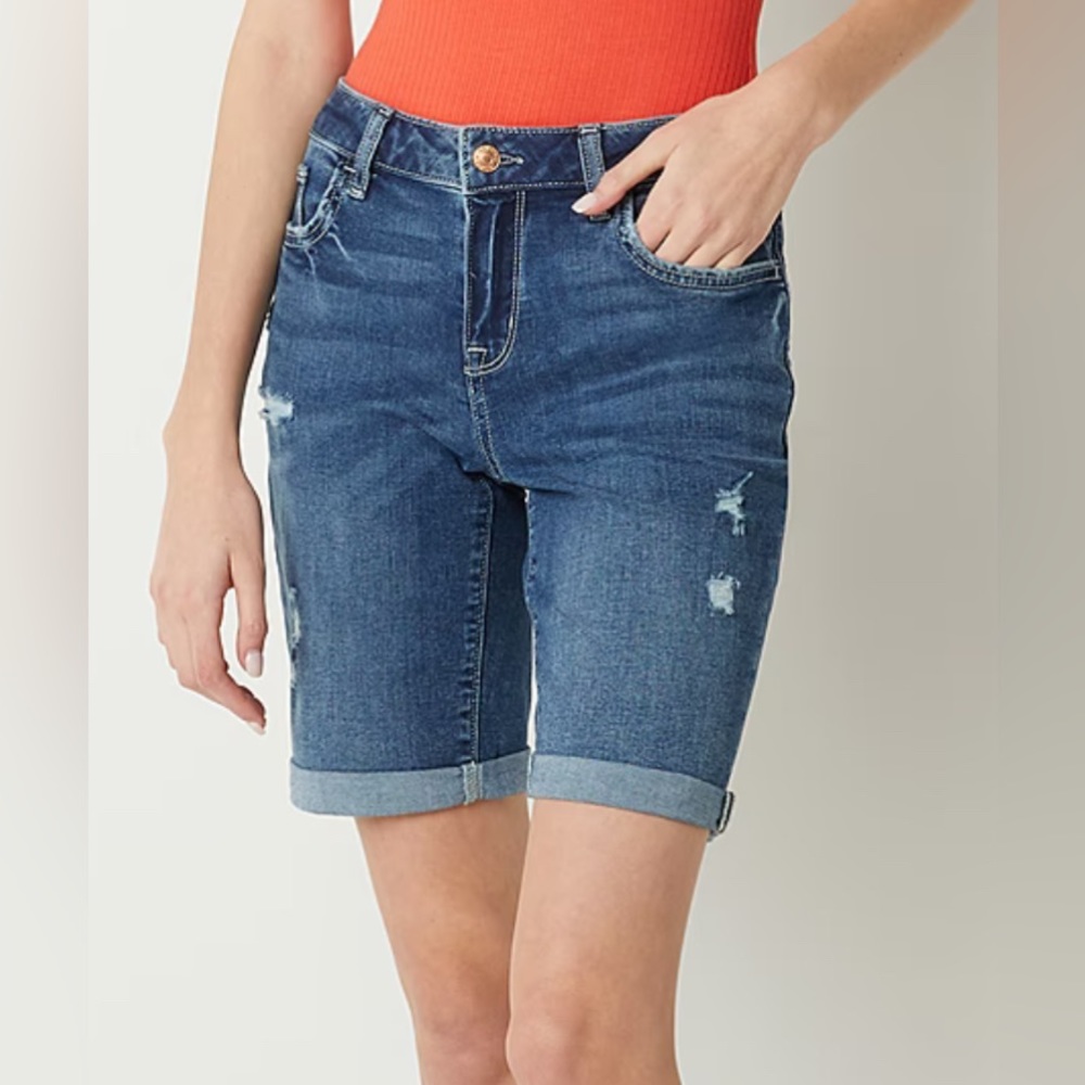 Arizona Womens Mid Rise Denim Short - Juniors